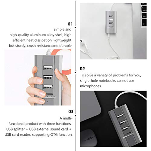 UKCOCO Adaptador de Hub de Porta Tipo C Adaptador de 3 Portas Usb Leitor de Placa de Som Externo Doc