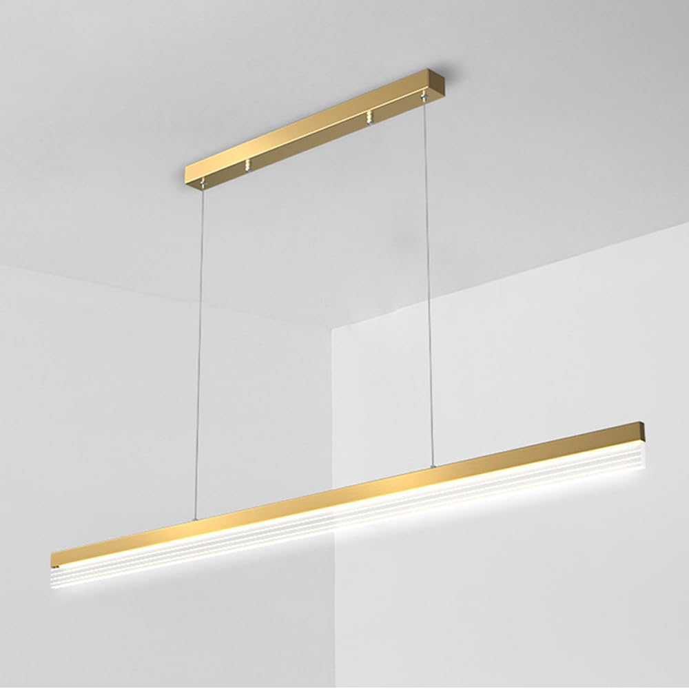 Lustre LED moderne en métal linéaire doré avec diffuseur acrylique premium