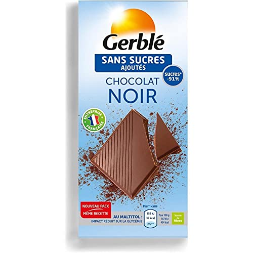 Chocolat Noir Sans Sucres Gerblé 80g lot de 9 tablettes de chocolat