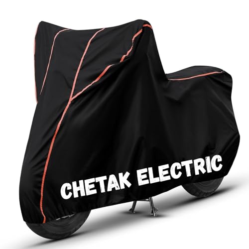Image of Bike Cover for Chetak Electric 100% Waterproof, Dustproof & Scratch Resistant| Fully Bottom Elastic UV Resistant Heavy Duty Body Cover | All Weather Outdoor Use