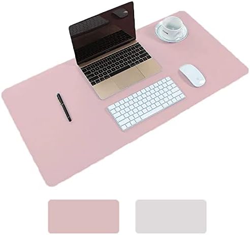 Aisakoc Large Desk Pad, 35.4" x 15.75" Non-Slip PU Leather Desk Mouse Pad Waterproof Desk Pad Protector, Dual-Side Use Desk Writing Mat for Office Home (Pink&Sliver)