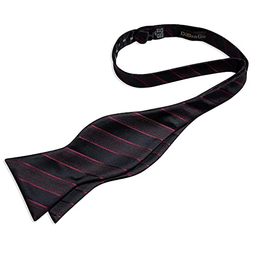 Image of DiBanGu Paisley Bow Ties for Men Silk Self Tied Bowtie and Pocket Square Cufflinks with Lapel Pin for Wedding Party