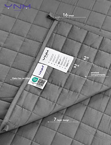 Image of YnM Cotton King Size Weighted Blanket for Adults (88x104 Inches, 25 Pounds, Light Grey), Smallest Compartments with Cooling Glass Beads,Heavy Blanket for Two Persons of 110~190lbs on Queen or King Bed