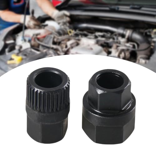 2 Pieces Alternator Pulley Removal Install Tool Alloy Steel Universal 33T Teeth Hexagon for Auto Repair