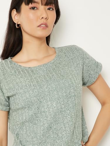 Image of Max Women's Cotton Regular Fit Textured Round Neck T-Shirt