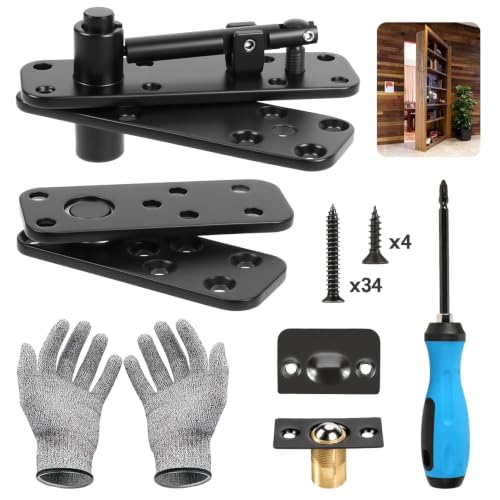 Pivot Hinge Kit for Murphy Door Hidden Door Hinge Hardware Kit 570 Lbs Load-Bearing Heavy Duty 360 Rotation Invisible Hinges for Secret Door or Hidden Door Bookcase Easy DIY Hidden Door System