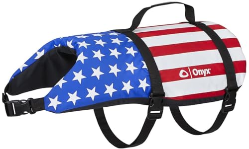 Unknown Onyx Nylon Pet Life Jacket, Stars & Stripes, Medium, Red (157000-999-030-19)