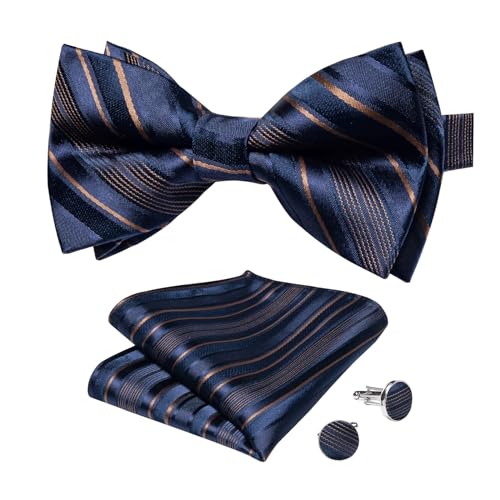 Corbata de moño formal de seda preanudada azul miniatura 1