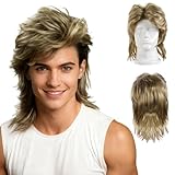 AUYAO Pelucas Hippie, Accesorios Disfraz Años 80, Disfraz de Hippie Accesorios Peluca Larga Afro Hombre Mujer para Halloween Accesorios Punk Cosplay Fiesta Carnaval, Caqui