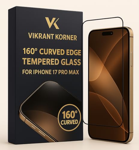17 Pro Max / 16 Pro Max Tempered Glass | Transparent Edge Curved Full Screen Coverage | 9H Hardness | HD Clear | Scratch Resistant | VIKRANT KORNER