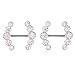 BODYA Nipple Ring Bars Double CZ Crystal Curved Arrow Body Piercing Jewelry Nipplerigns Pair 14G Silver Plated