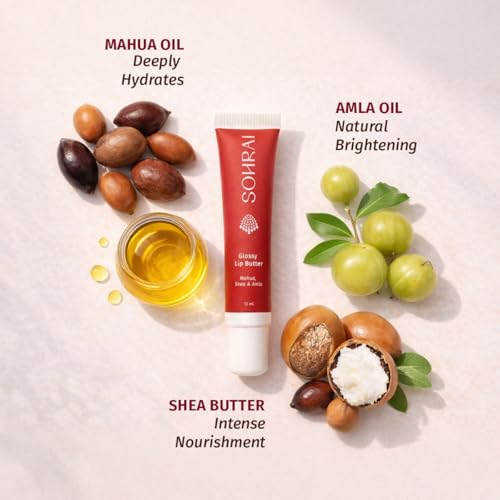 Image of Glossy Lip Butter 12ml | Amla & Mahua Oil Infused | For Dry & Chapped Lips | For Pigmented Lips | Natural Tint | For Women & Men