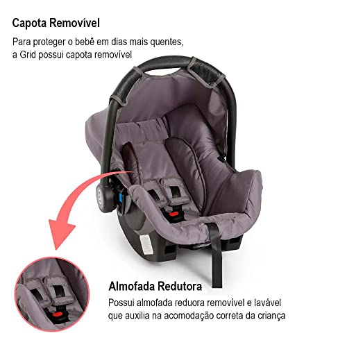 Bebe Conforto Cadeirinha Auto Infantil 0 Até 13Kg Dispositivo de Retenção Grid Preto Cinza Galzerano