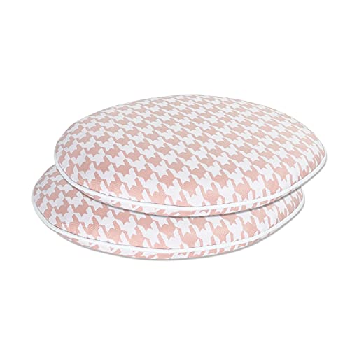 Fbts Prime Bistro Chair Cushions Set Of 2 Pink Outdoor Seat Cushions 16X16 Inch Houndstooth Round Patio Chair Pads For Chair Or Patio Furniture #TOP1