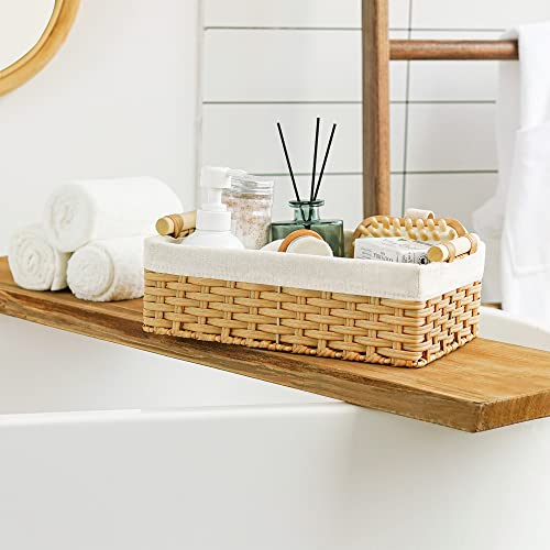 GRANNY SAYS Aufbewahrungskörbe Schmal, 2 Stück Klopapier Aufbewahrung Körbe, Handgewebt Aufbewahrungskorb, Regalkorb Geflochten, Wasserdicht Badezimmer Körbchen, Deko Körbe Wickeltisch - Natur – Bild 2
