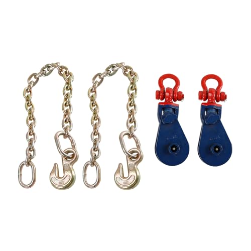 smileracing 2PC 2 Ton Snatch Block with Chain, 3'' Sheave with Swivel Shackle for 3/8