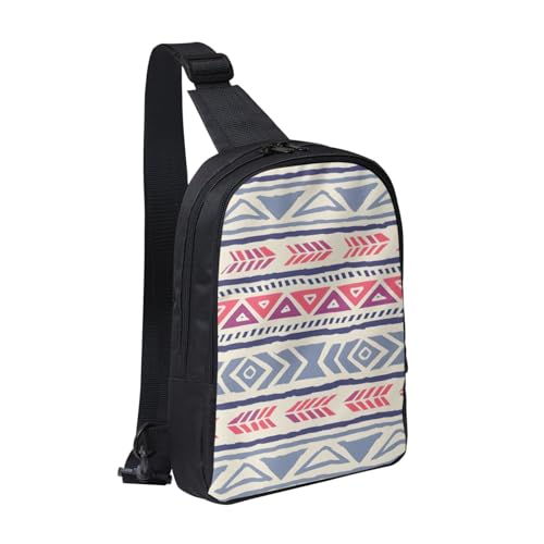 Plain Geometric Floral Pattern Adjustable Strap Large Capacity Double Layer Crossbody Chest Bag 7.7x2.4x11.8in For Camping Travel Daily Leisure Activities