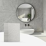 LarWorks Grauer Marmor SPC Badezimmer-Wandpaneele – 8-teiliges ineinandergreifendes Set, wasserdichte Stein-Kunststoff-Verbundfliesen für Duschen, Badewannen und Wohnmobile (deckt 15,5 m² ab)