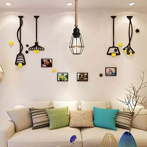 Mini lámpara colgante de estilo industrial con hierro y cáñamo para iluminación interior 6