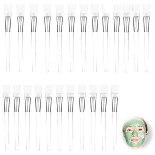 24Pcs Facial Mask Brush,Disposable Mask Brushes, Face Mask BrushSoft Facial Brushes for Facial Mask Body Lotion or Mixed Mask(White)