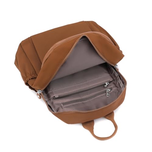 Image of Tanweibago Mini Nylon Women Backpacks,11L Small Ladies backpacks Casual Lightweight Women Shopping Travel Daypack (Light Brown)
