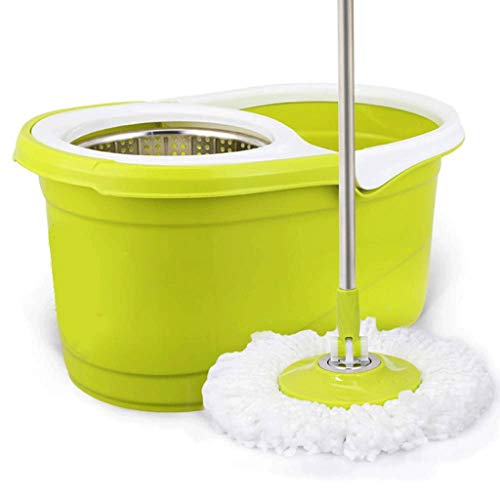 Vadrouille rotative kit nettoyage avec seau acier inoxydable et microfibre