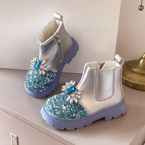 Kids Girls Glitter Rhinestone Princess Dress Boots Cute Side Zipper Ankle Boots Wedding Birthday Performance Shoes4