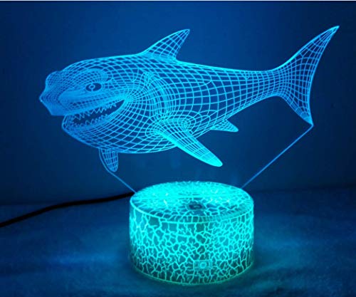HPBN8 Ltd 3D Shark Night Light USB Touch Switch Decor Table Desk Optical Illusion Lamps 7 Color Changing Lights LED Table Lamp Home Love Brithday Room Decoration