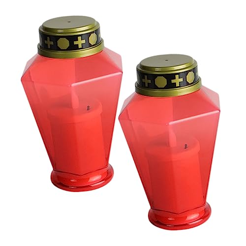 DECOMELODY Velas Eléctricas Sin Llama Led Hexagonales Rojas Para Exteriores Impermeables Velas Que Funcionan Pilas Para Decoración De Jardín Pack De 2 Unidades