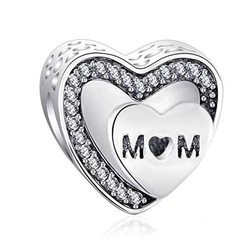 ZHANGOO 2Pic European i Love My Family mom oma Lock Heart DIY Beads fit Pandora Charms Silber 925 Armband DIY Women-A969 Y Cover