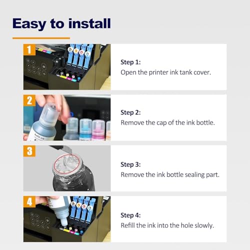 Image of KOSH 005 /008 Refill Ink Compatible for Epson L6460 /L6490 /L6550 /L6570 /L6580 /L11160 /L15150 /L15160 Printers (2, 005 /008 BK 127 x 2)