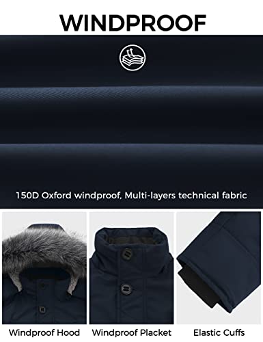 Wantdo Big Kids Boy's Insulated Winter Coat Windproof Warm Anorak Thick Puffer Jacket With Hood Navy 14 16 #TOP3