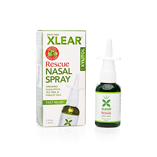 Xlear Rescue Natural Nasal Spray with Xylitol Oregano and Tea Tree 1.5 fl oz (Pack of 2)
