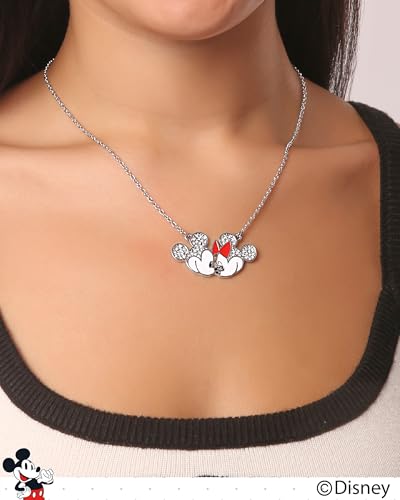 Disney Women’s Minnie and Mickey Mouse Crystal Pendant Necklaces – Officially Licensed Jewelry with 16"+3" Adjustable Chains3