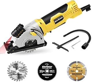 Mini Circular Saw, ENVENTOR 580W 4000RPM Compact Electric Circular Saws with 3 Blades(85mm), Laser Guide, Scale Ruler, Pure Copper Motor Mini Saw for Wood, Soft Metal, Tile, Plastic Corded