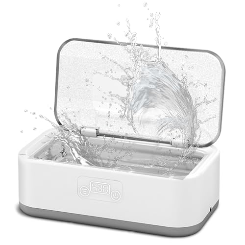 QWUE 800ml Ultrasonic Jewellery Cleaner, One-Touch with 5 Digital Timer-49 kHz Ultrasonic Retainer Cleaner, for 360°Deep Cleaning, Suitable for Cleaning Glasses, Jewellery, Dentures, Aligners