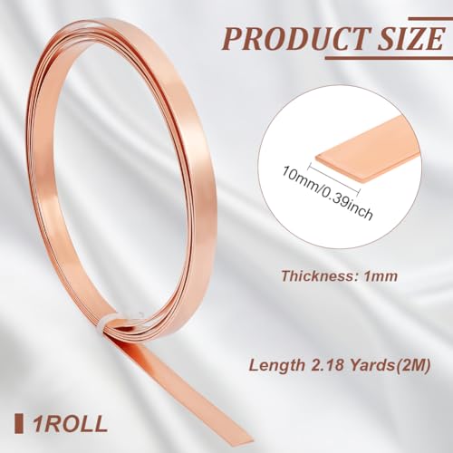 BENECREAT 2000x10x1mm Kupferblechrolle, Unplattierter Kupferstreifen, Kupferblechfolie Für Heimwerkerprojekte