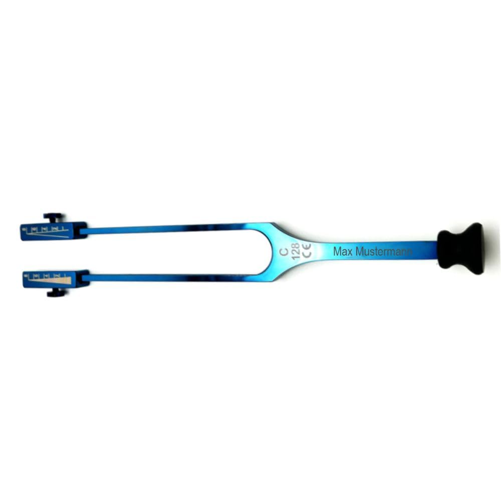 Stimmgabel nach Rydel Seiffer c128/c64 Hz - hochglanz blau mit gravierten Dämpfern und individueller Gravur