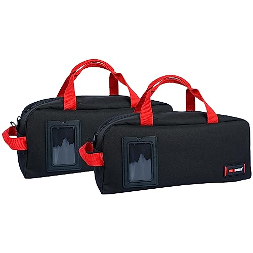 MELOTOUGH Small Canvas Tool Bag Tool Tote Bag with Zipper Utility 14 Inch Tool Organizer Bags for Electrician,Construction,Plumbing,HAVC (Black 2 Packs) by MELOTOUGH - Used condition - US$16.84