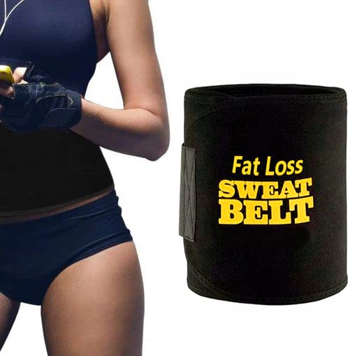 Sweat Slim Belt Adjustable Sweat Slim Waist Belt Trainer for Back Support Body Shaper Abs Exercise Sweat Wrap Sweat Enhancer Exercise Workout Fitness Support for Men & Women Black-image-29