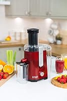 Russell Hobbs Entsafter [Gemüse und Obst] Desire Rot (XL Einfüllöffnung f. ganzes Obst & Gemüse, 2 Geschwindigkeitsstufen, 750ml Saftbehälter, 2,0l Fruchtfleischbehälter, BPA-frei) Saftpresse 24740-56 – Ansicht 2