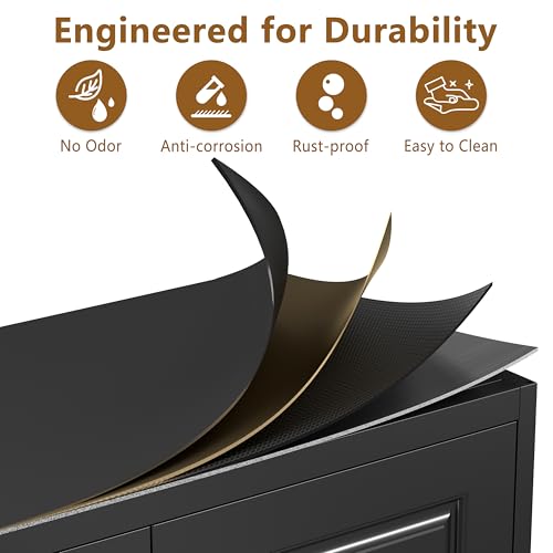Image of Polup Kitchen Pantry Cabinet, 90 inch Tall Metal Storage Cabinet with Doors | Black Heavy-Duty Steel Cupboard, 5 Adjustable Shelves, Magnetic Latch, Gold Handles, for Dining Living Room, Laundry, Garage