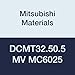 Mitsubishi Materials DCMT32.50.5MV MC6025 CVD Coated Carbide DC Type Positive Turning Insert with Hole, Rhombic 55?, 0.375" IC, 0.156" Thick, 0.008" Corner Radius, MV Breaker (Pack of 10)
