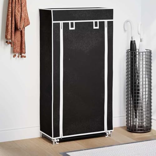 Nqyjm Zapatero de Tela con Cubierta Negro 58x28x106 cm Mueble Zapateros,Zapatero lndependiente para Entrada
