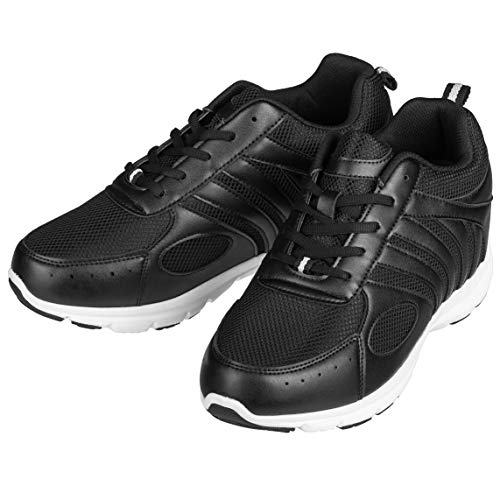 CALTO Men's Invisible Height Increasing Elevator Shoes - Black Leather/Mesh Lace-up Super Lightweight Trainer Sneakers - 3 Inches Taller - G3304 - Size 10 D(M) US4