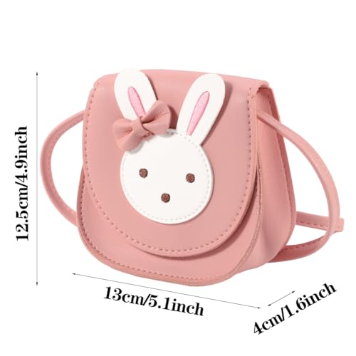 Heyu-Lotus Süße Umhängetasche Kleine Mädchen Handtasche Kinder Prinzessin Mini Taschen Handtasche Mädchen Klein Hase mit Verstellbarem Gurt für Kinder(Rosa)
