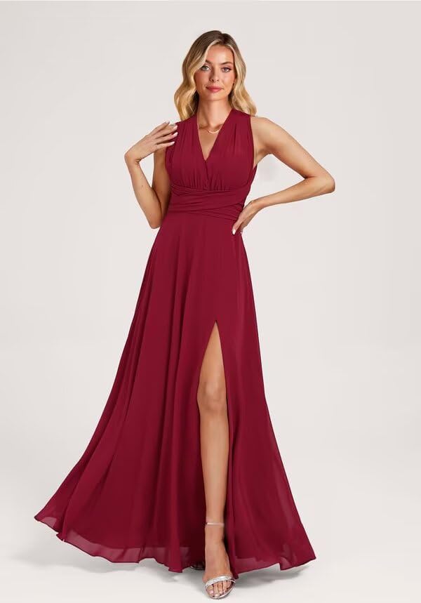 MYDRESS Chiffon Convertible Bridesmaid Dress Long Multi-Way A Line Twist Wrap Formal Gown2