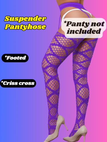 Image of Kaei&Shi Womens Thigh High Fishnet Garter Stockings Rave Party