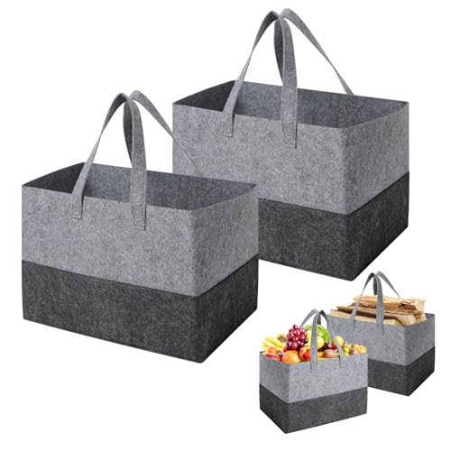 Cozary 2 Stück Filztasche Shopper, 38x25x25cm Faltbar Holzkorb,...