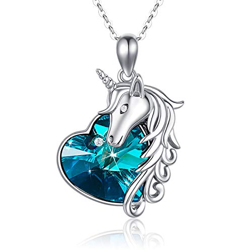 JUSTKIDSTOY Unicorn Necklace Jewelry 925 Sterling Silver Unicorn Pendant Necklace with Crystal Birthday Gifts for Women